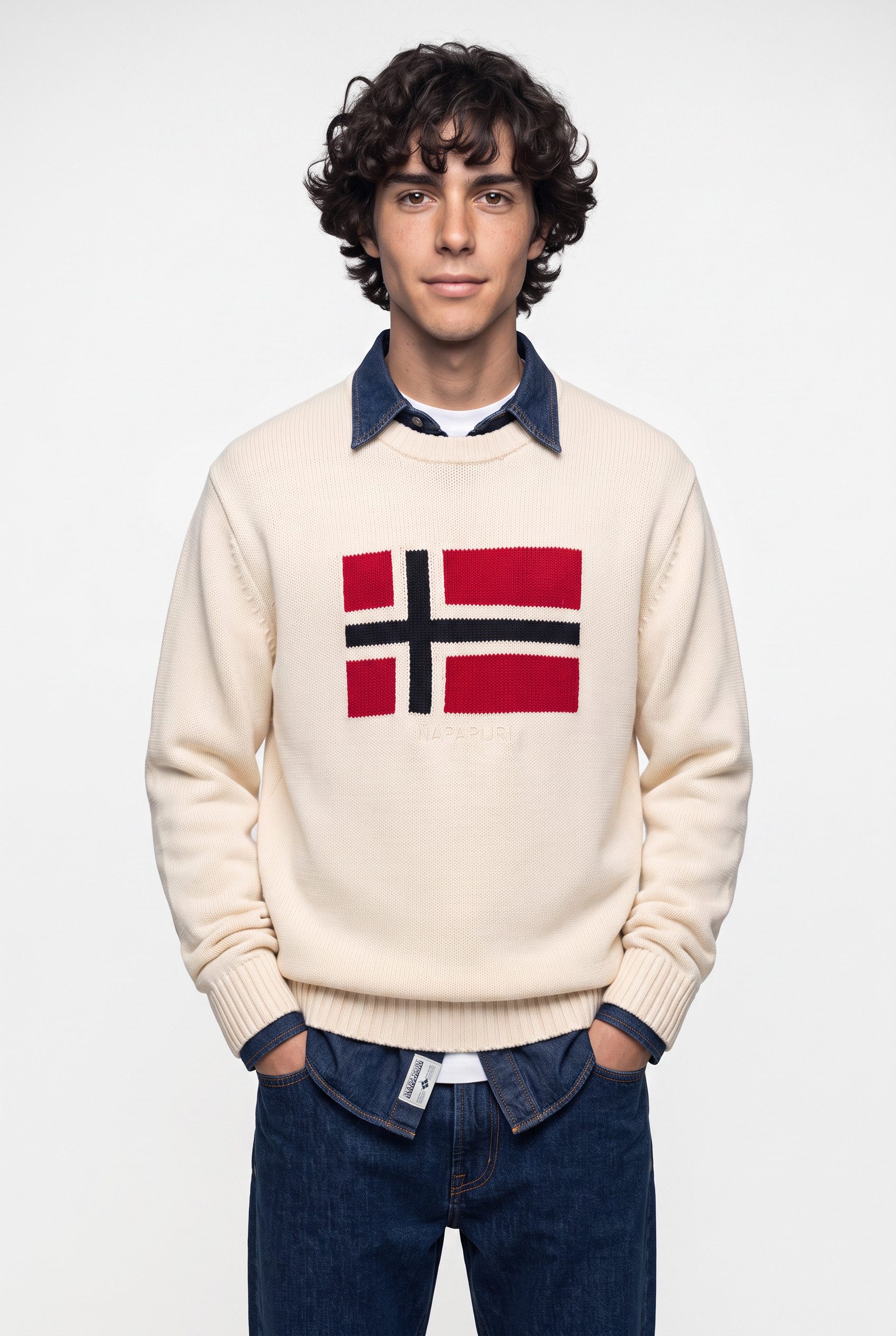 Napapijri Strickpullover MURA mit Rundhalsausschnitt, Langarm-Design