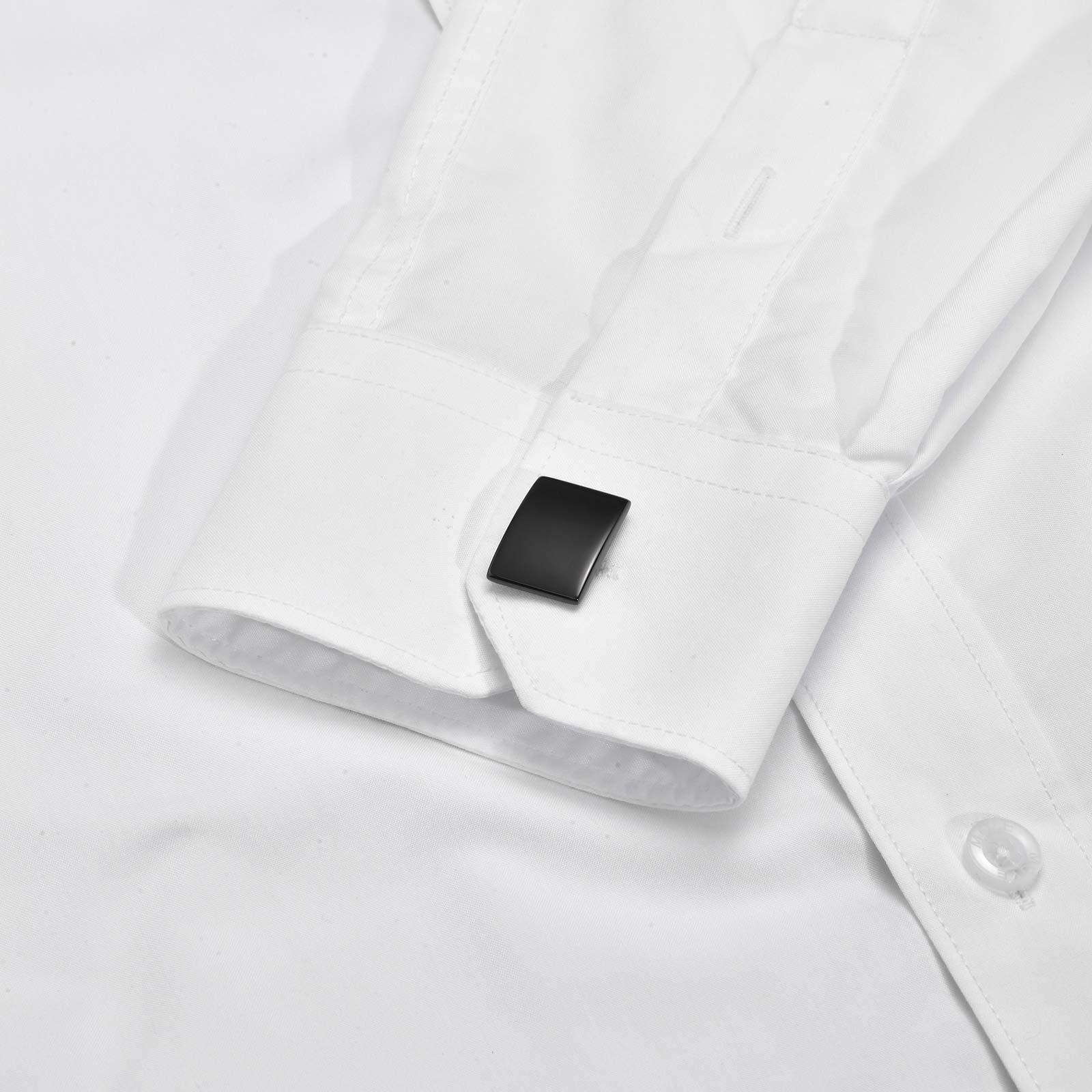 KARMA Manschettenknöpfe Set 2er Set Herren Edelstahl Silber od. Schwarz rechteckig (pflegeleicht, 1-Paar, klassisch modern rostfrei hypoallergen), elegant Busin – Bild 3 von 5
