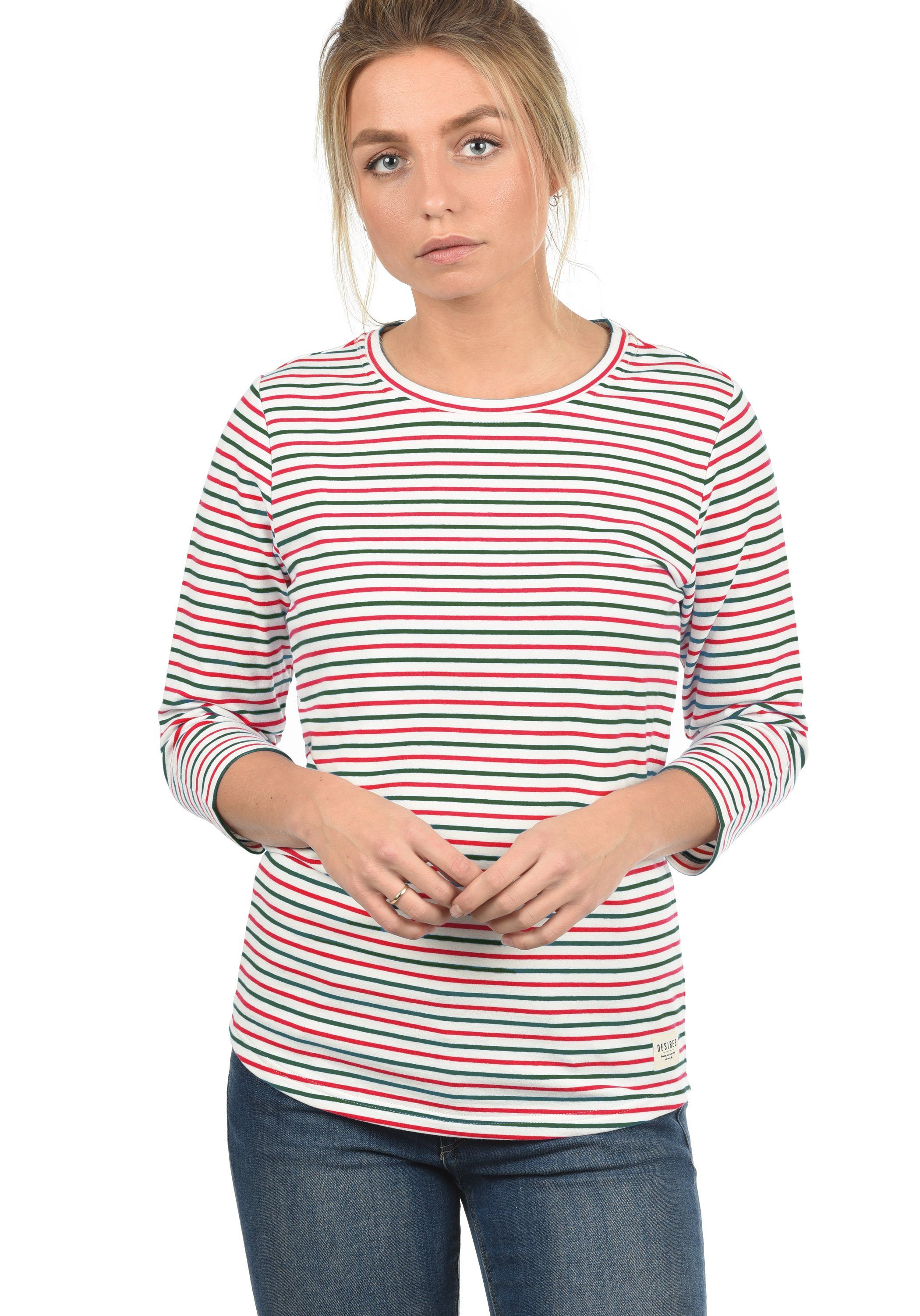 DESIRES 3/4-Arm-Shirt Helene gestreiftes (3680) Ponderosa Sweatshirt