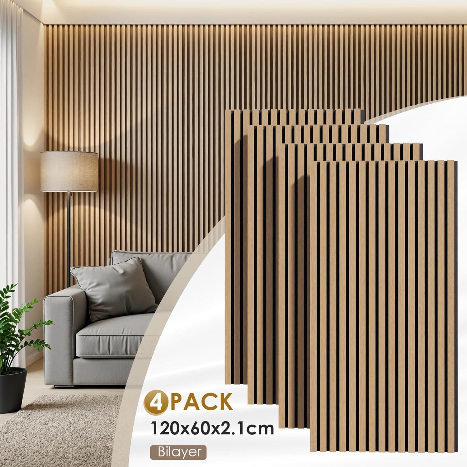 TLGREEN Wandpaneel 3D Akustikpaneele Holz MDF Schalldämpfung, BxL: 120x120 günstig online kaufen