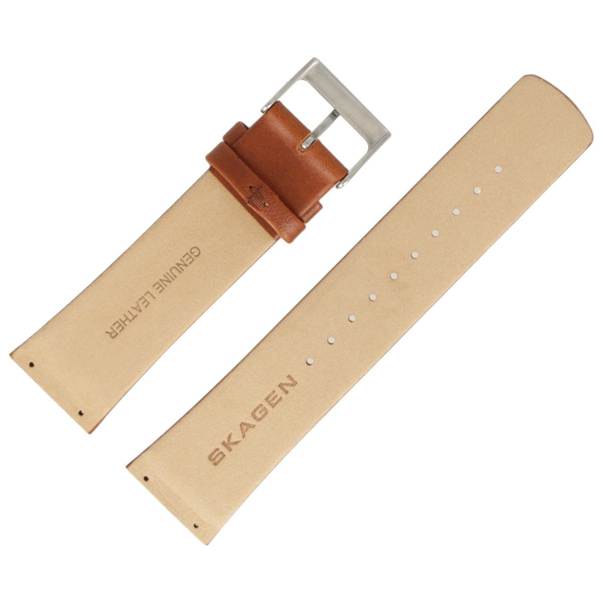 SKAGEN Uhrenarmband 22mm Leder Braun SKW6082