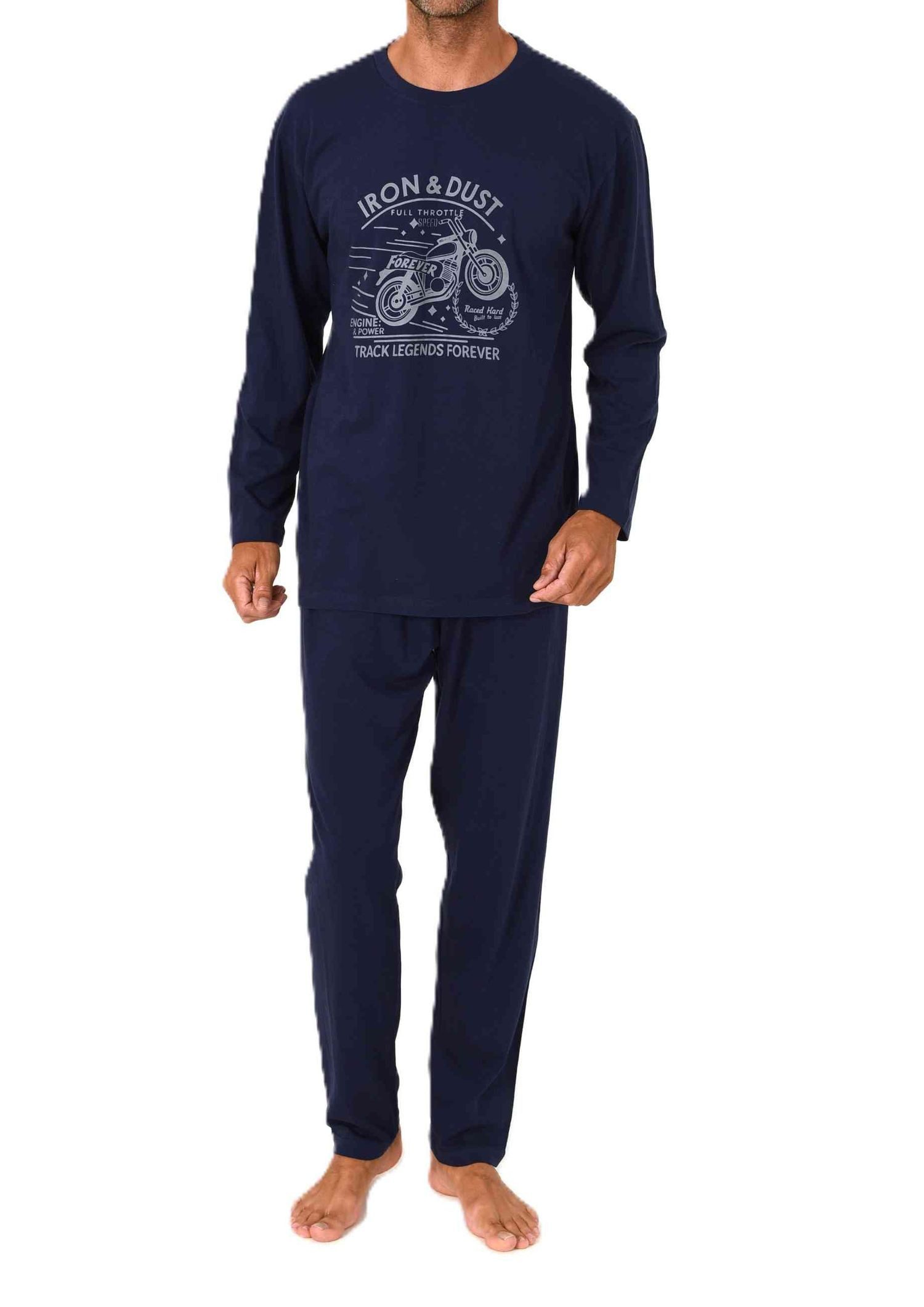 Normann Pyjama Normann Herren langarm Schlafanzug Pyjama mit Frontprint günstig online kaufen