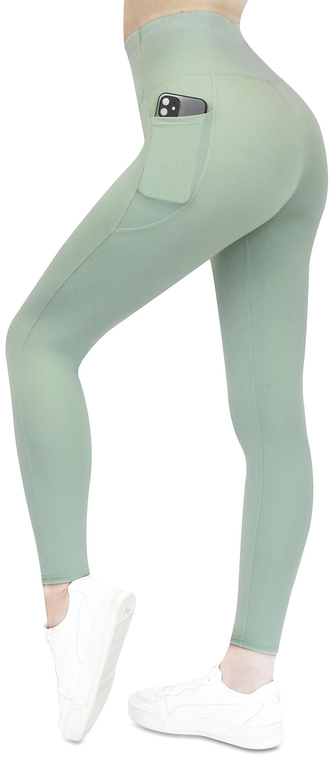 Frentree Leggings mit Taschen für Damen, Lange Sporthose, (High Waist, Yogaleggings in vielen Farben) Laufhose mit hohem Komfort Mint