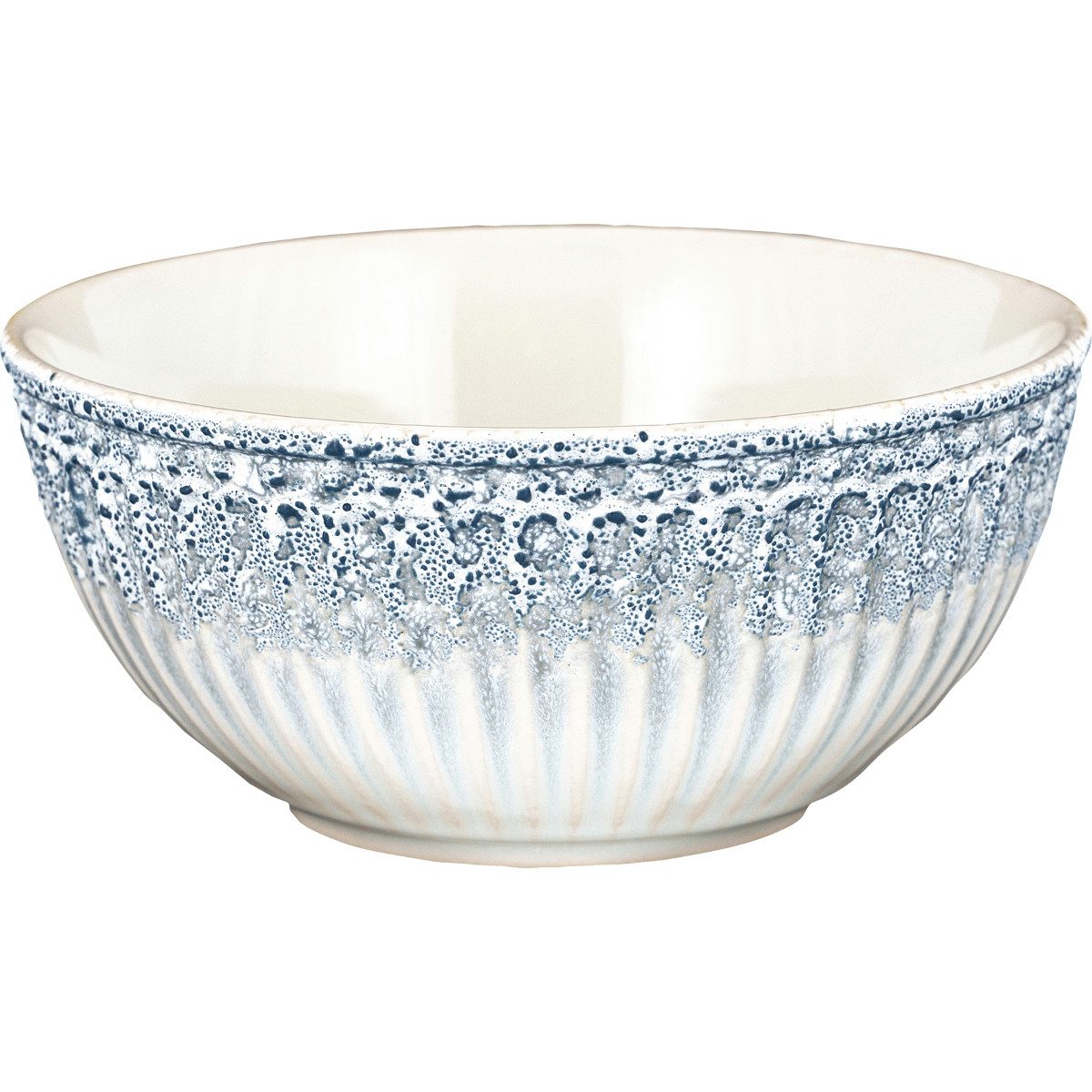 Greengate Müslischale Alice Müslischale ripple blue 14cm, Steinzeug, (Müslischalen)