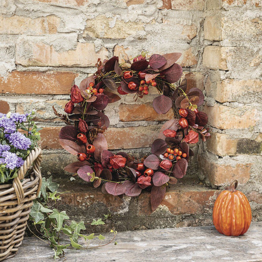 Home-trends24.de Wandkranz Dekokranz Wanddeko Physalis Türkranz Herbstkranz Dekokranz