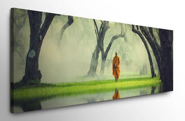 möbel-direkt.de Leinwandbild Bilder XXL Mönch am Fluss Wandbild auf Leinwand