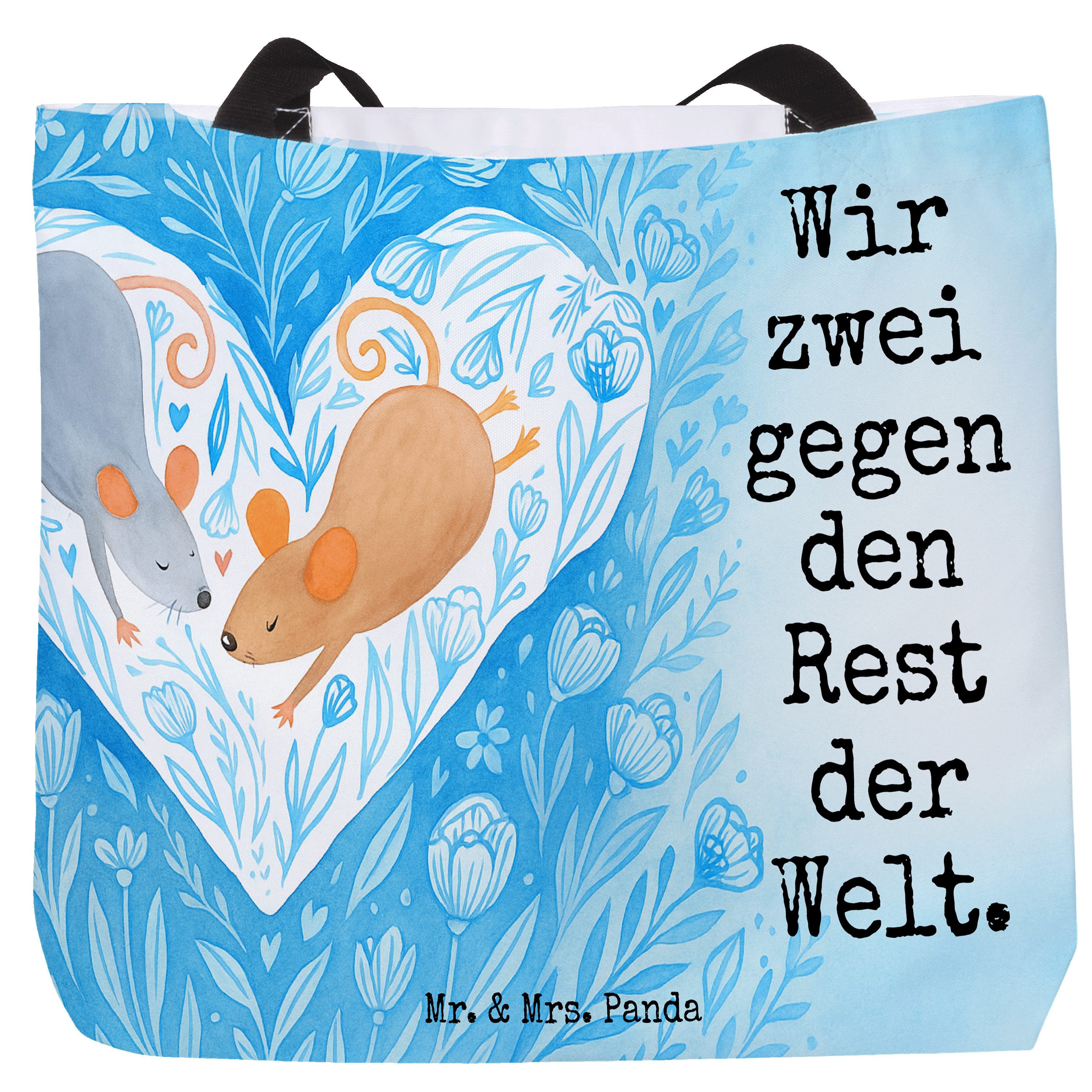 Mr. & Mrs. Panda Shopper Mäuse Herz Design, Tote Bag, Weiß, Hochzeit, Love, Tasche, Liebesspru (Packung), Verliebt City-Shopper Freundin