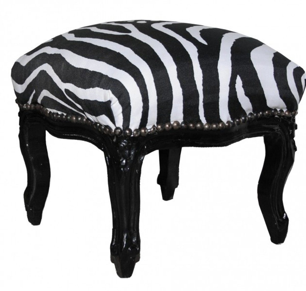 Casa Padrino Fußhocker Barock Fußhocker Zebra / Black - Antik Stil Möbel - Hocker