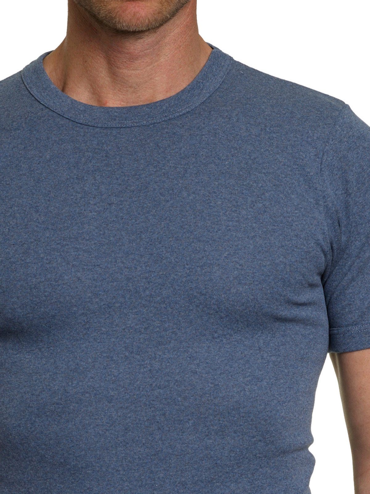 Workerwear KUMPF blau-melange Markenqualität 1-St) T-Shirt Arm Unterziehshirt 1/2 (Stück, Herren hohe