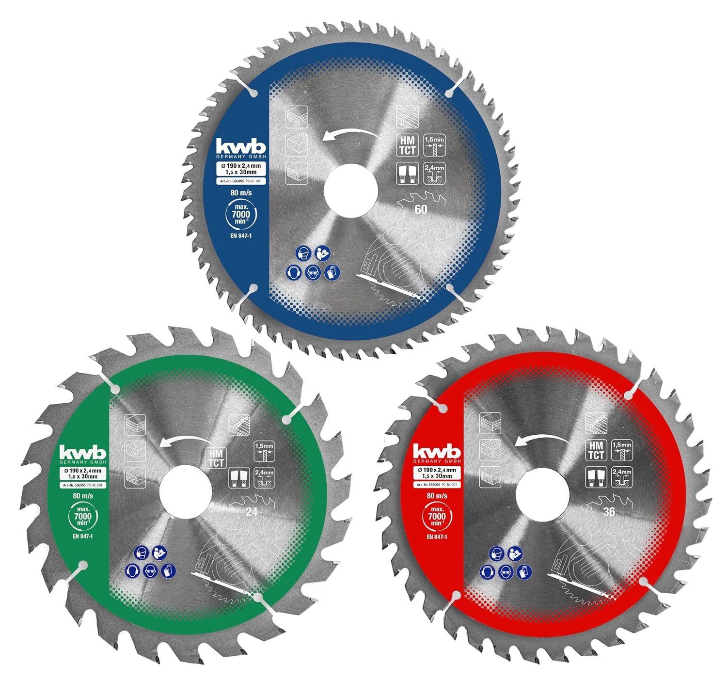 kwb Kreissägeblatt kwb 3-teiliges Kreissägeblatt-Set 160 x 25/20 / 16 mm für Handkreis-Sä, kwb 3-teiliges Kreissägeblatt-Set 160 x 25/20 / 16 mm für Handkreis-Sä