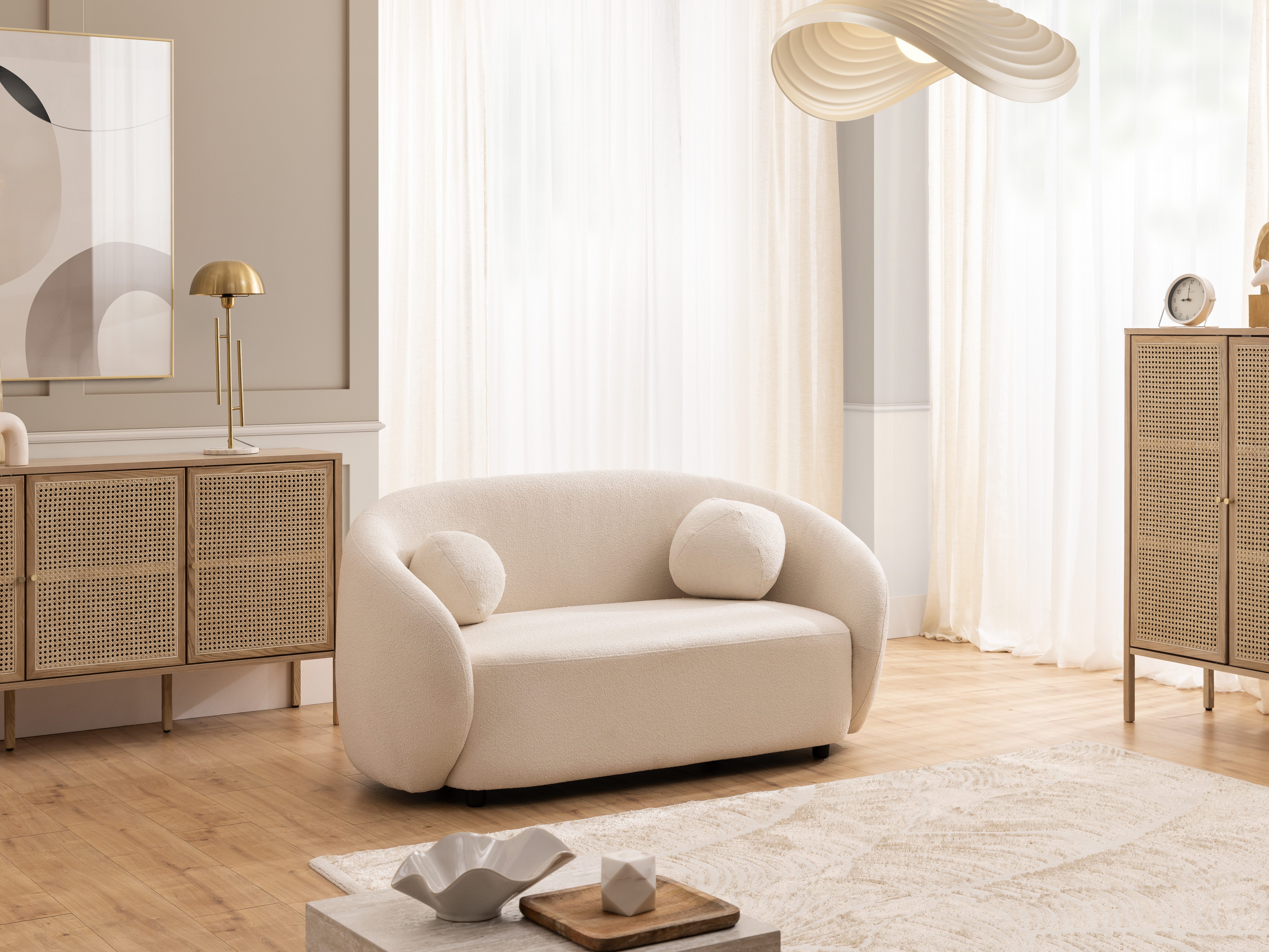 S-Style Möbel Polstergarnitur 2+1 Roundi, Bouclé, günstig online kaufen