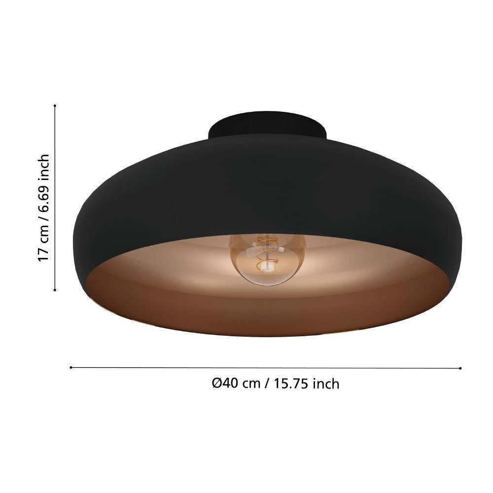 EGLO Deckenleuchte MOGANO, Leuchtmittel wechselbar, ohne Leuchtmittel, Deckenleuchte Industrial, Vintage, Flurlampe Decke mit E27 Fassung