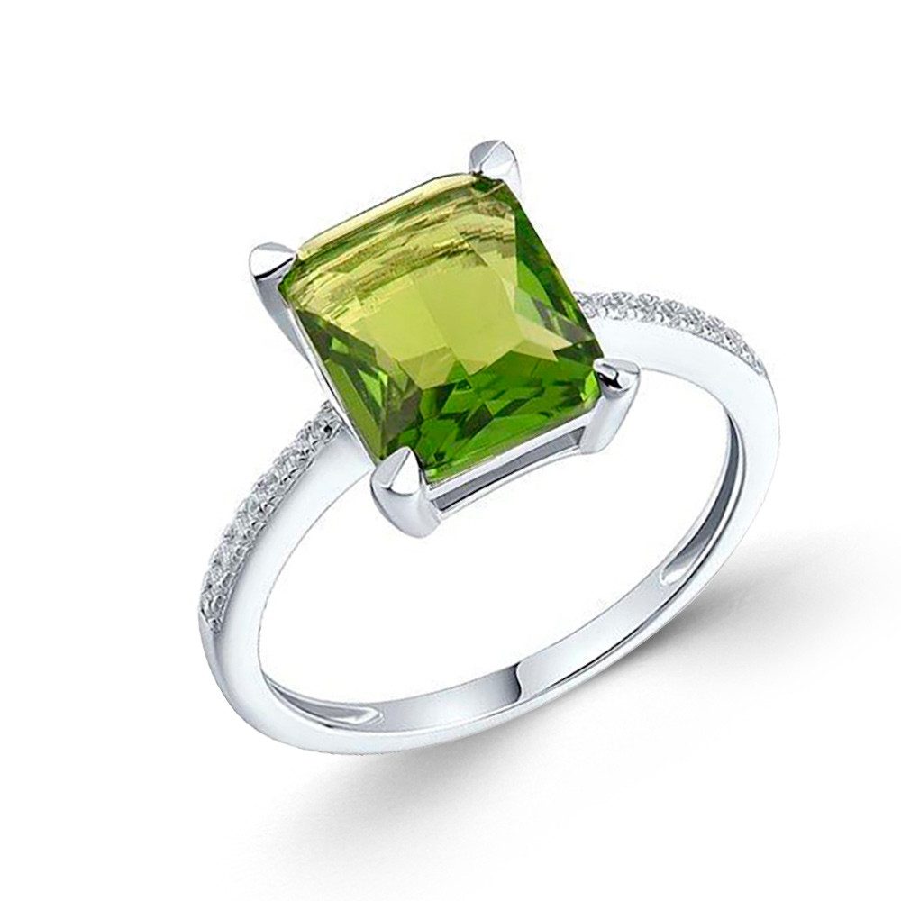Silberring Damenring aus 925 Silber mit grünem Peridot