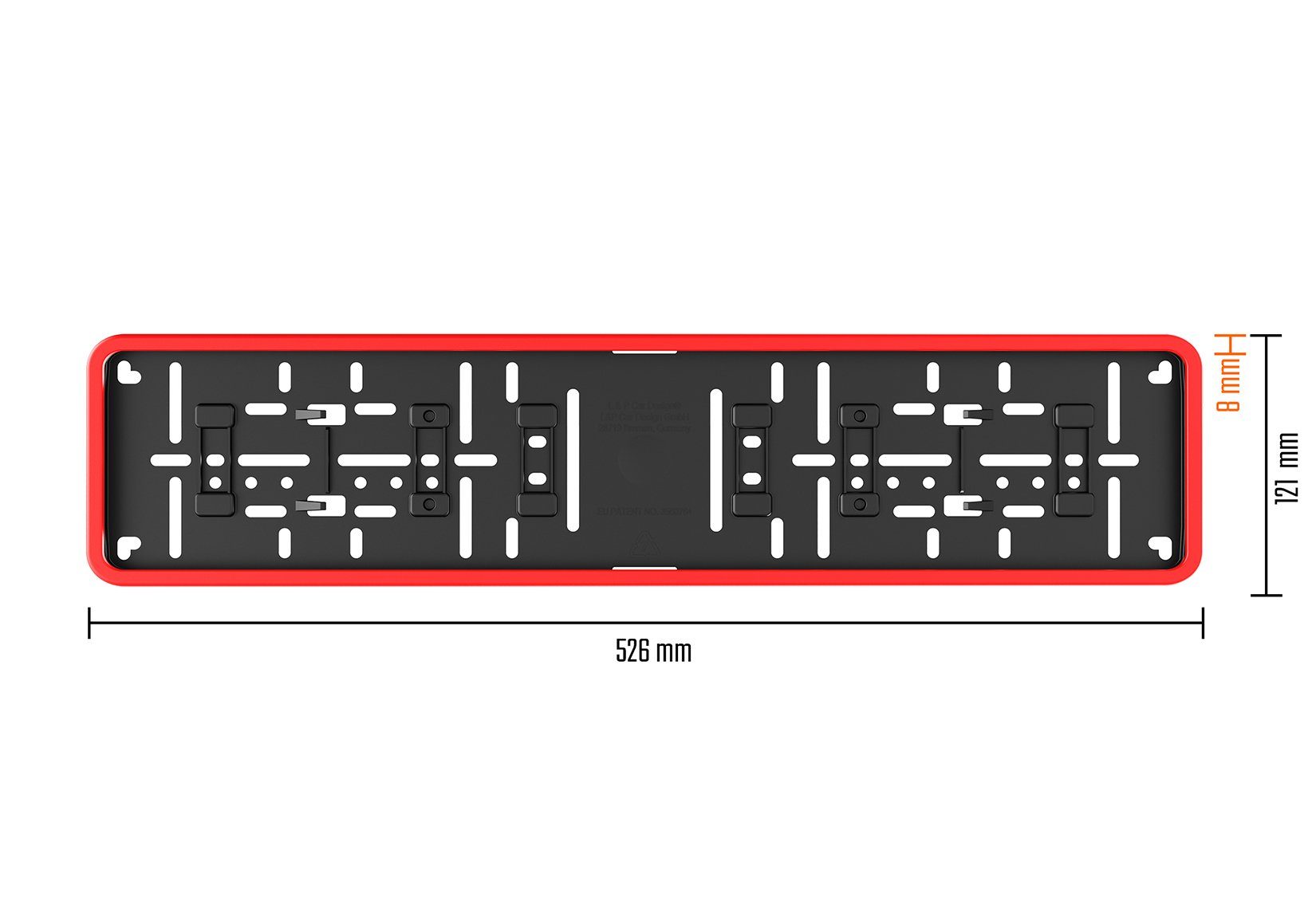 L & P Car Design Kennzeichenhalter für Auto mit umlaufendem Rahmen in Rot, (2 Stück) – Bild 5 von 5