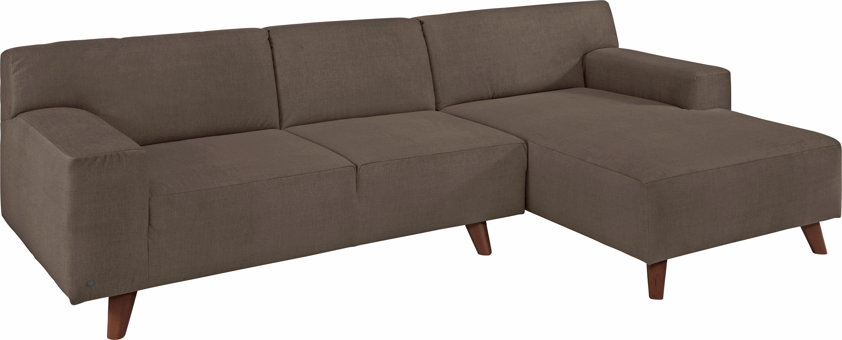 TOM TAILOR HOME Ecksofa NORDIC PURE, mit Recamiere, im Retrolook, Füße nussbaumfarben