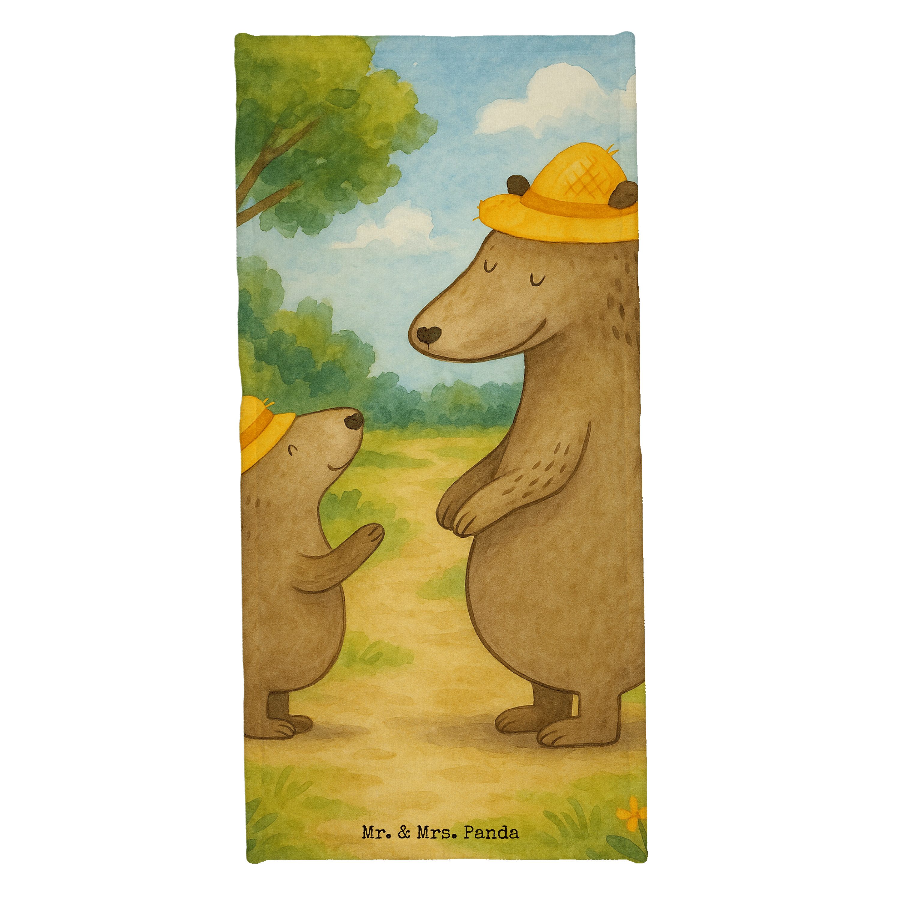 Mr. & Mrs. Panda Handtuch Bären mit Hut Design, Badehandtuch, Weiß, Strandtuch, Duschhandtuch, Kunstfaser (Packung, 1-St)