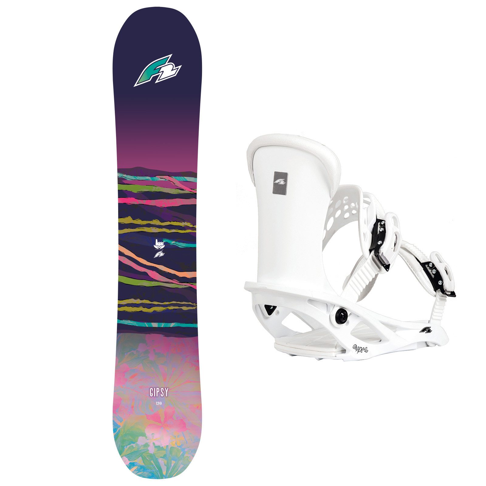 Snowboard F2 Set Damen Snowboard Gipsy 139cm mit Bindung Pipe Girl M