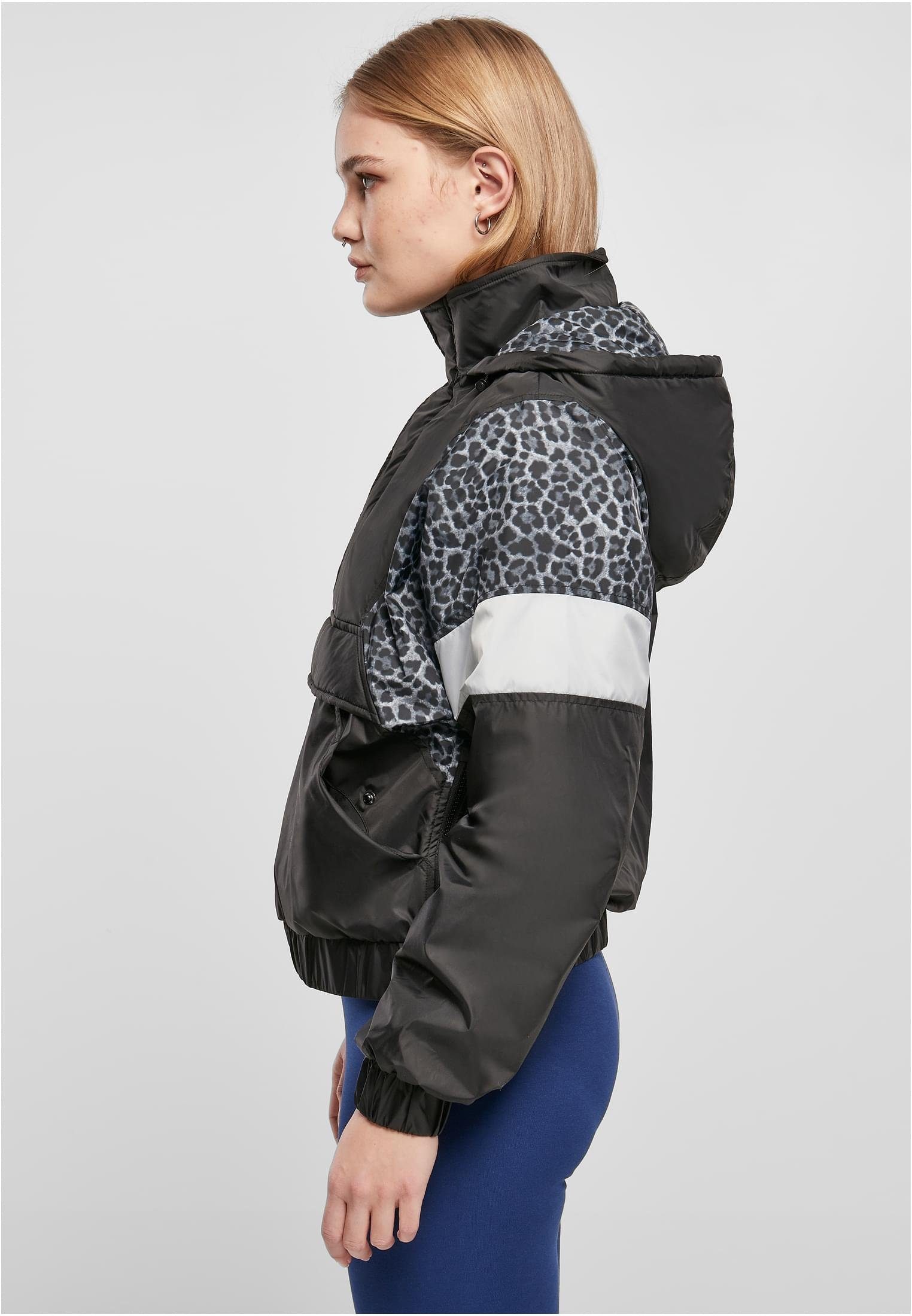 URBAN CLASSICS Outdoorjacke Damen Over Jacket Mixed Ladies AOP (1-St) black/snowleo/lightasphalt Pull