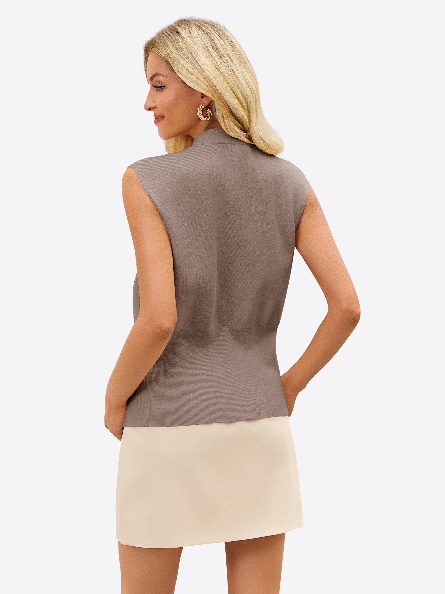 Imily Bela Strickweste Damen ärmellos mit V-Ausschnitt Knopf-Dekoration Elegant (Packung, 1-tlg., 1per-Pack) in Unifarbe