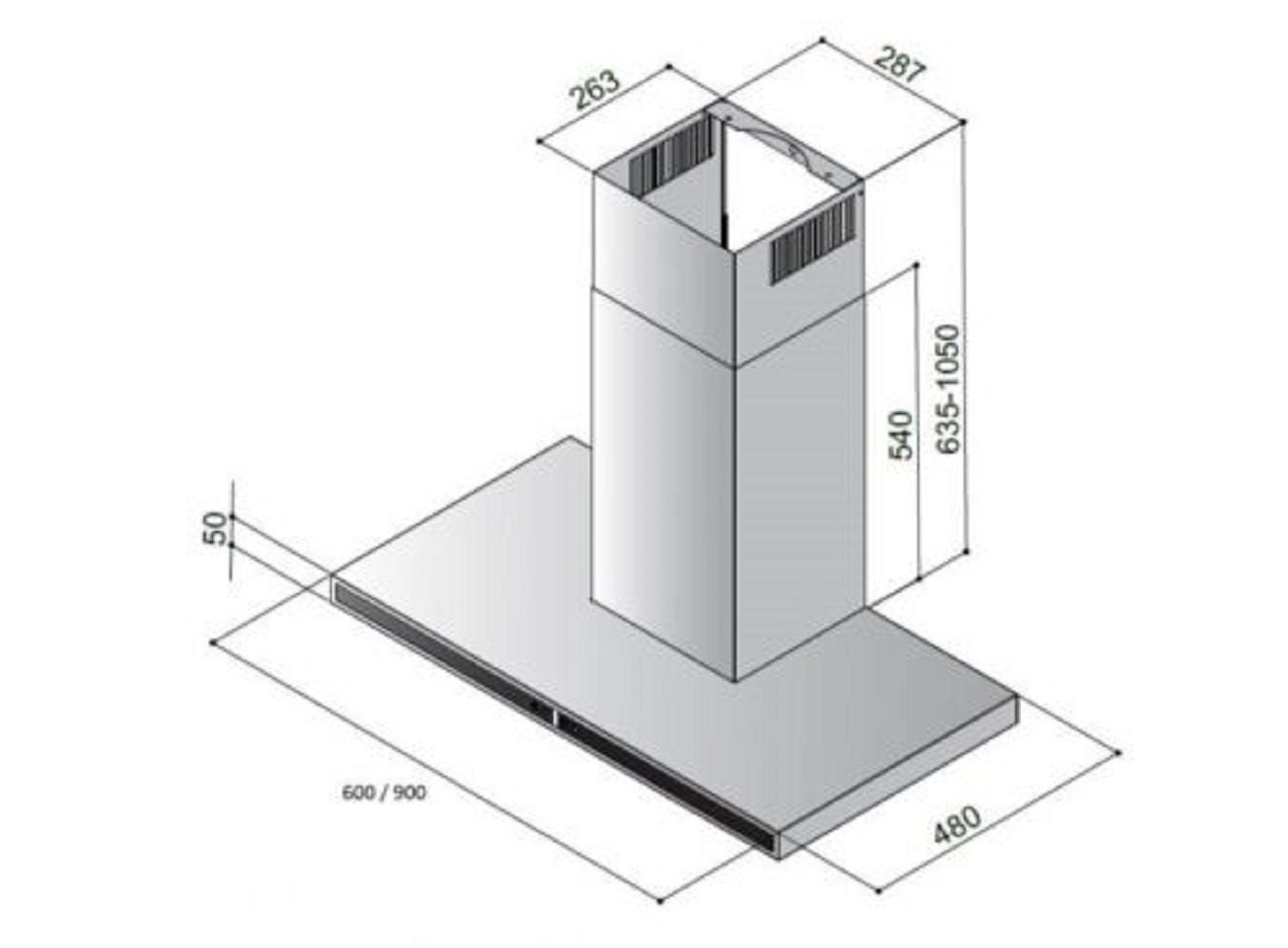 Baumann Wandhaube Vela 90 Vela 90, Dunstabzugshaube 90cm 850m³/h Inox Abluft Umluft Edelstahl