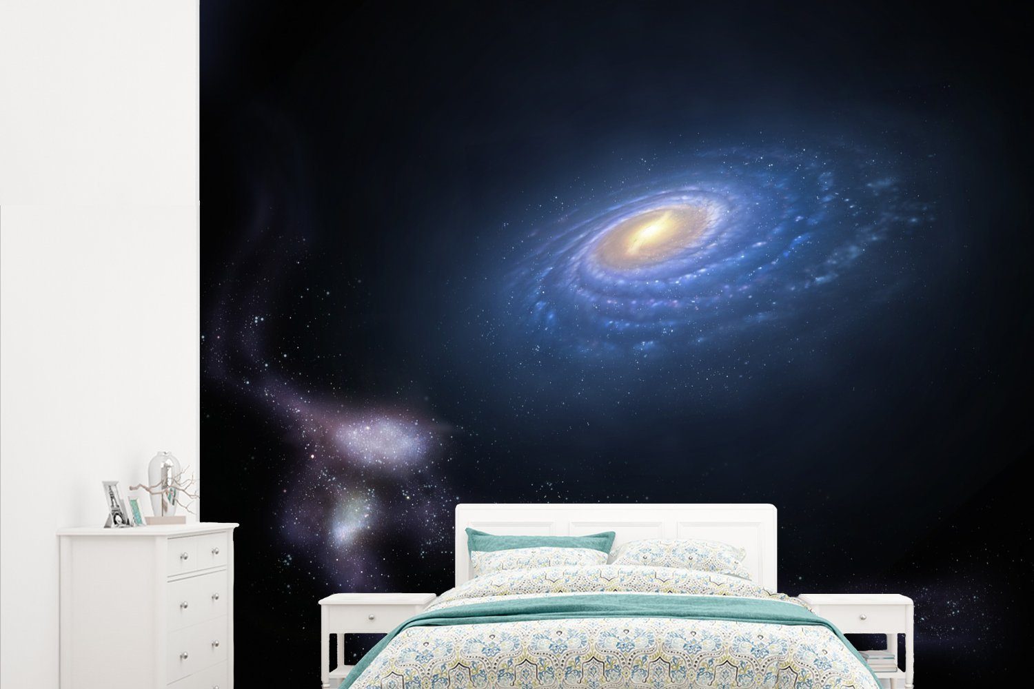 MuchoWow Fototapete Eine Illustration der Milchstraße im Weltraum, Matt, bedruckt, (5 St), Vliestapete für Wohnzimmer Schlafzimmer Küche, Fototapete