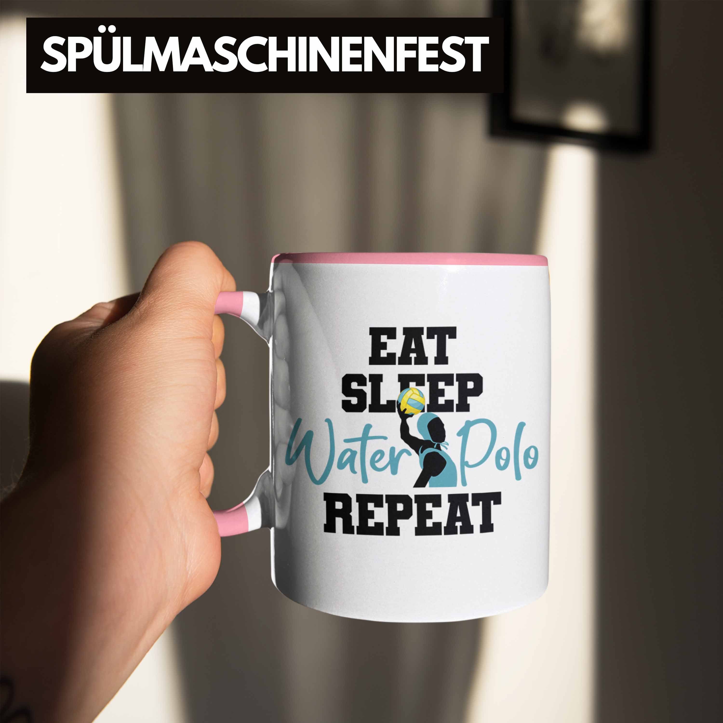 Tasse Geschenk Wasserball-Spieler Tasse Polo Eat Geschenkidee Water Sleap Wa Trendation Rosa