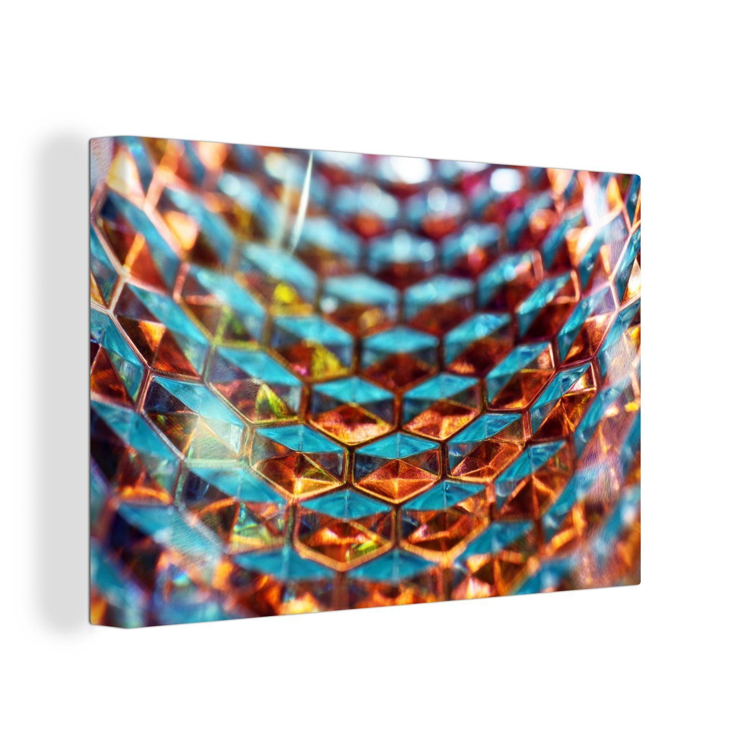 OneMillionCanvasses® Leinwandbild Glashonigwabe, (1 St), Wandbild Leinwandbilder, Aufhängefertig, Wanddeko, 30x20 cm