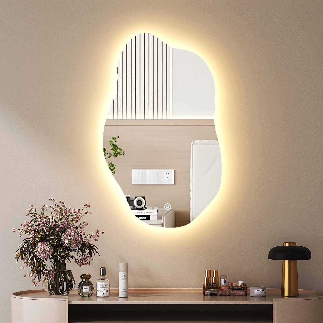 WDWRITTI Schminkspiegel LED Wandspiegel Schminktisch Kosmetikspiegel Asymme günstig online kaufen