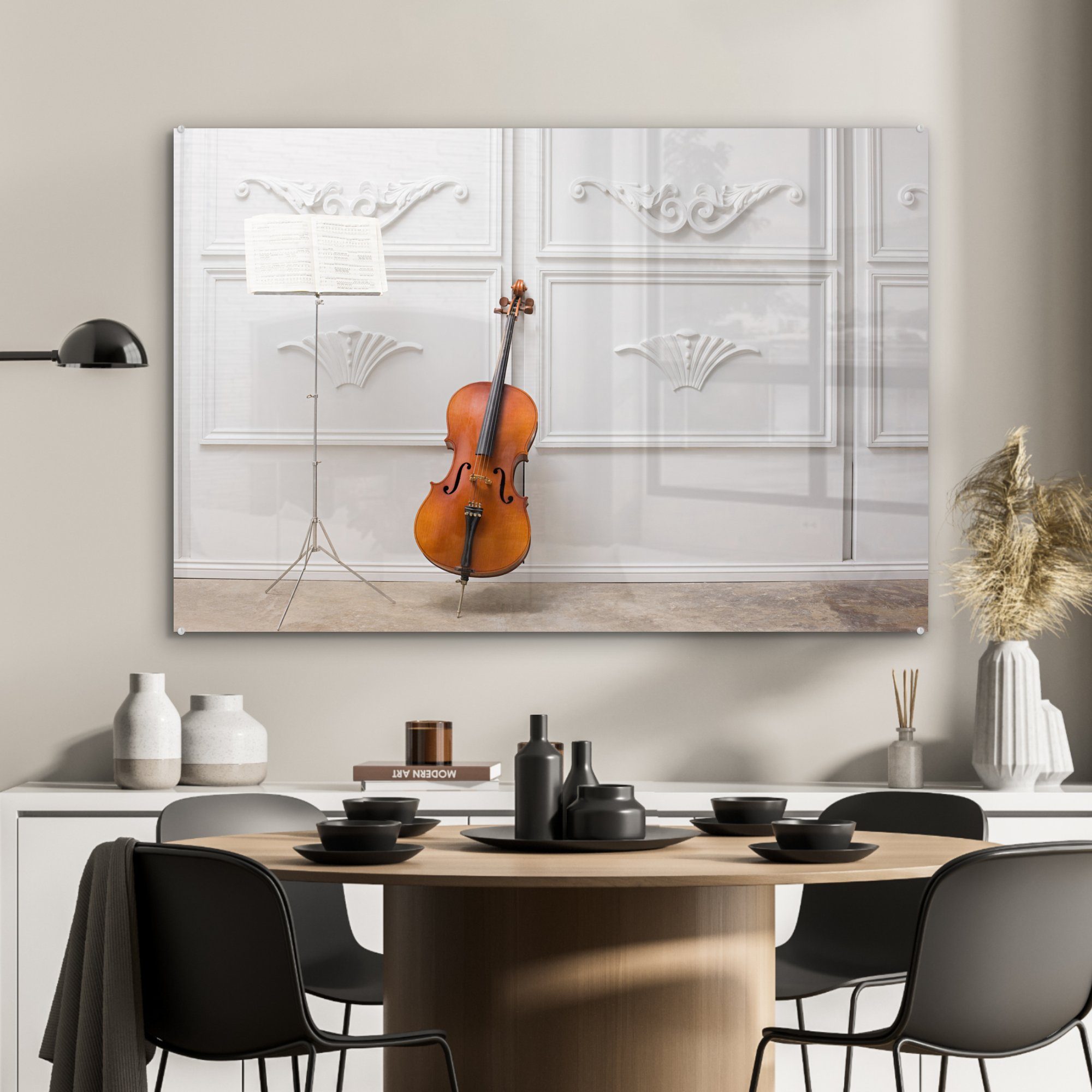 Acrylglasbild Schlafzimmer Wand, weißen Ein vor Acrylglasbilder (1 Cello einer St), MuchoWow & Wohnzimmer