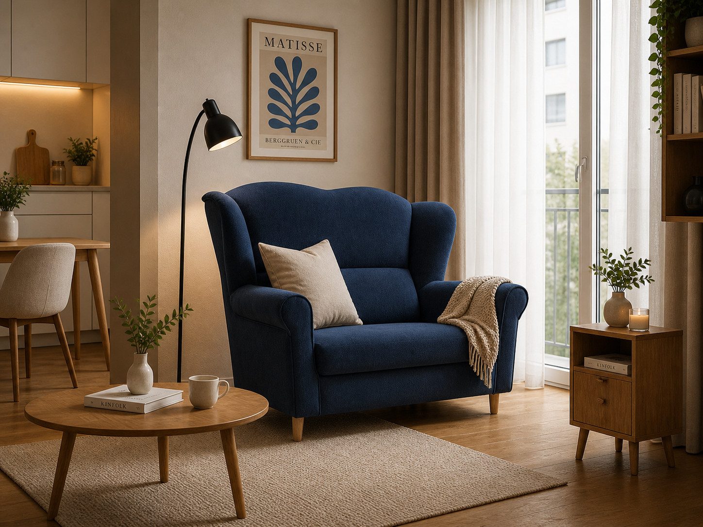 MOEBLO Sofa SILABELLA, 2-Sitzer Sofa 144cm, Samtstoff, modernes Design, (BxTxH):144x83x104cm