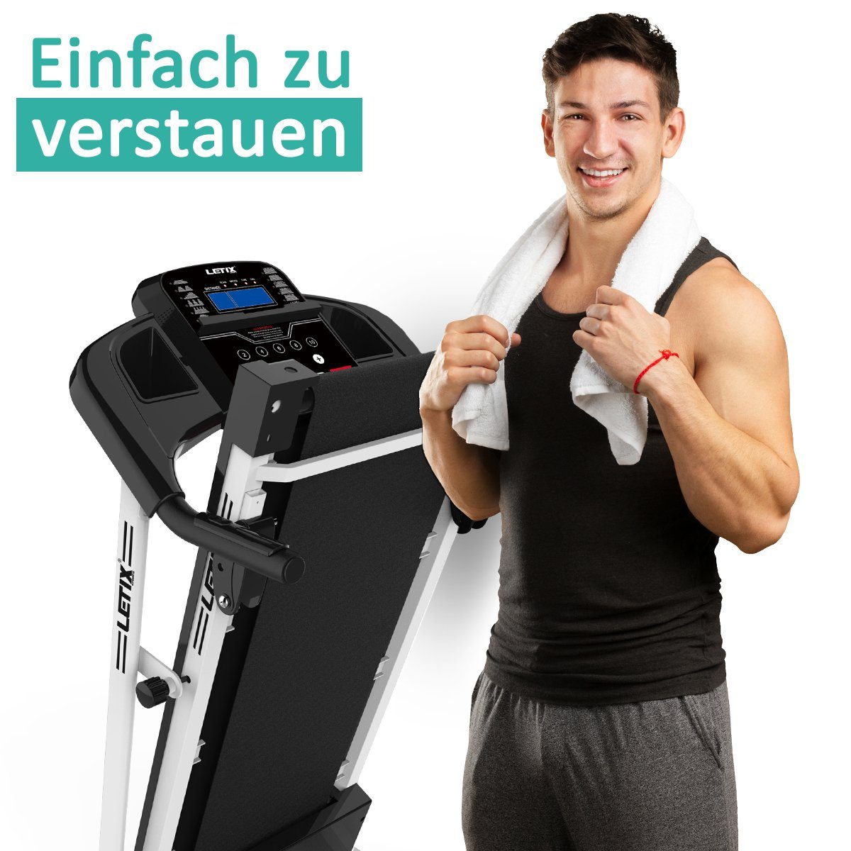 mit LCD-Display (Heimtrainer Speedrunner Sports Motorisiertes APP Bluetooth weiß & Letix Funktion elektrisch), Laufband mit Fitnessgerät