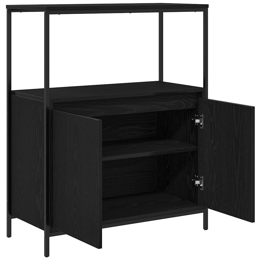 vidaXL Badezimmerspiegelschrank Badschrank mit Regalen Schwarz Eichen-Optik 76,5x35x95 cm (1-St) – Bild 4 von 5