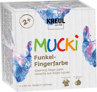Kreul Fingerfarbe MUCKI Funkel-Fingerfarbe, 4er-Set