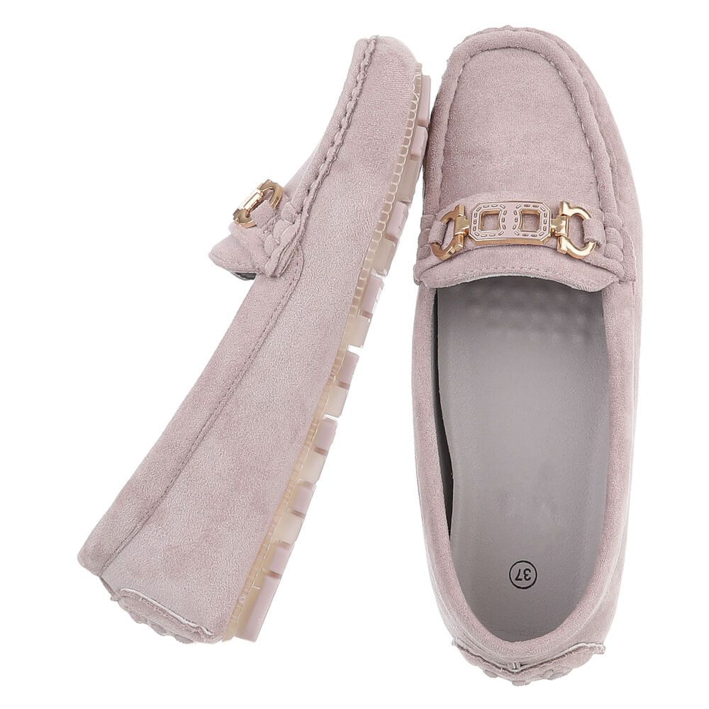 Ital-Design Eleganter Mokassin für Damen mit Verschluss-Details Slipper (91260976) Flach Mokassins in Grau