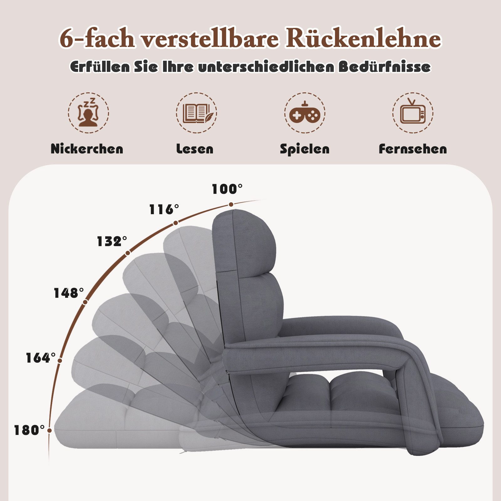 COSTWAY Relaxsessel, Bodenstuhl mit verstellbarer Rückenlehne, günstig online kaufen