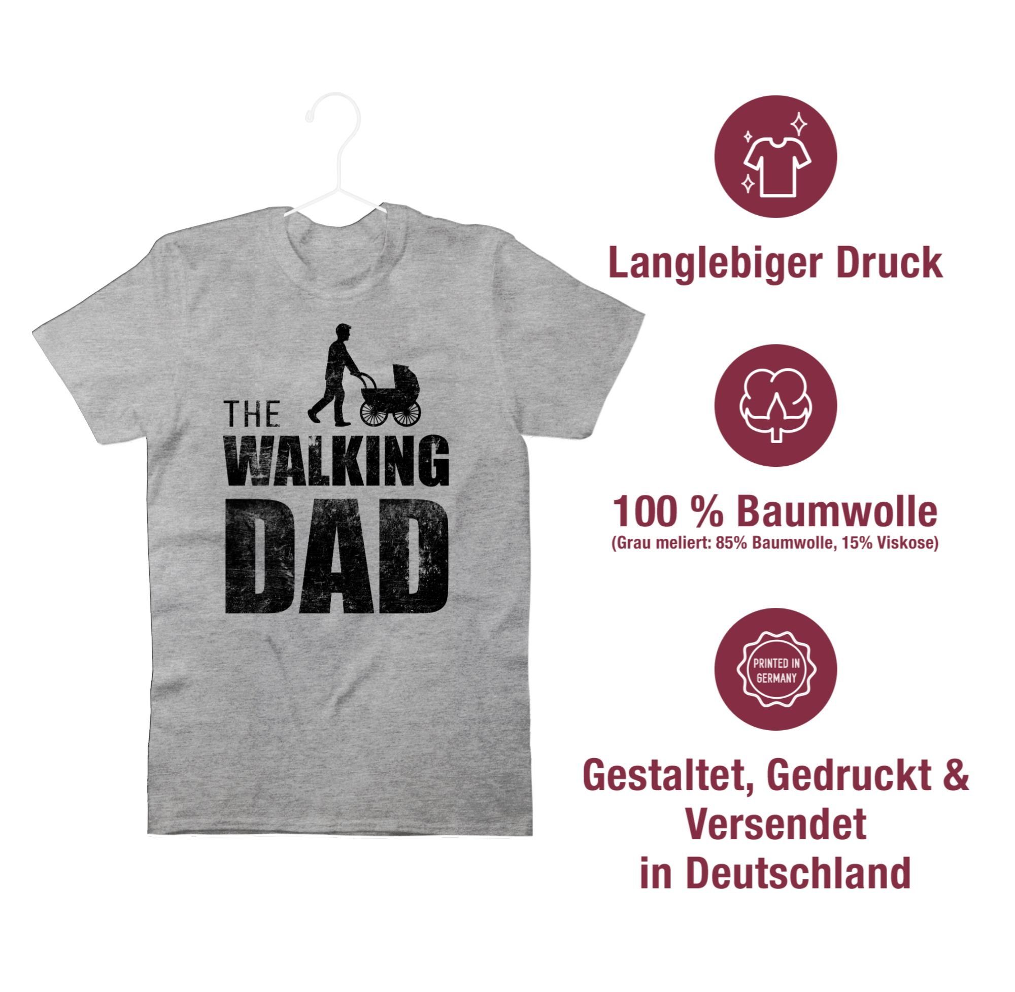für Papa Walking meliert Shirtracer Vatertag The Geschenk T-Shirt Dad 2 Grau