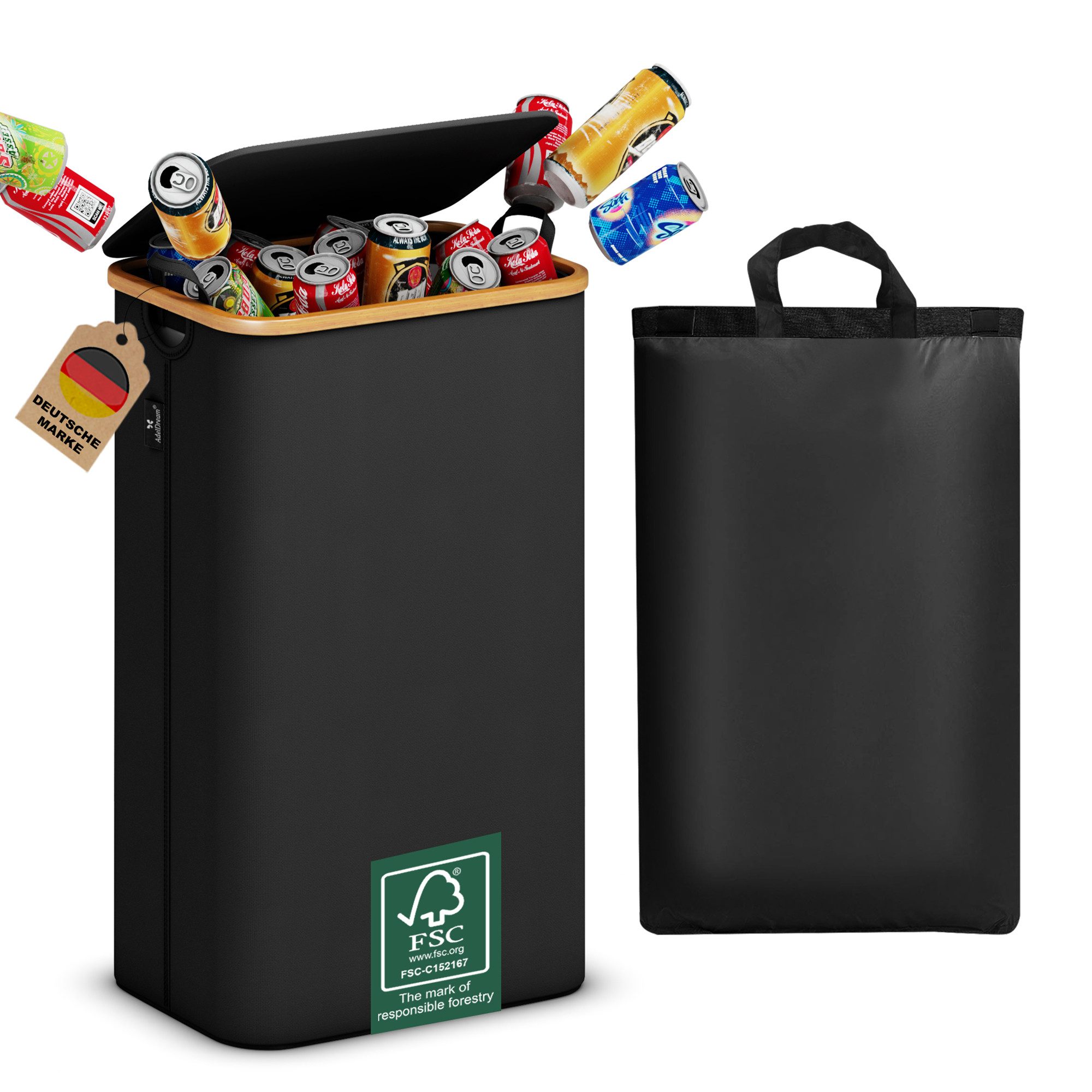 AdelDream Wäschekorb Wäschekorb mit Deckel, Wäschesammler,Wäschebox