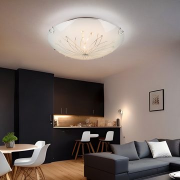 etc-shop LED Deckenleuchte, Leuchtmittel inklusive, Warmweiß, Deckenleuchte Deckenlampe Wohnzimmerlampe Glas 2 Flammig LED