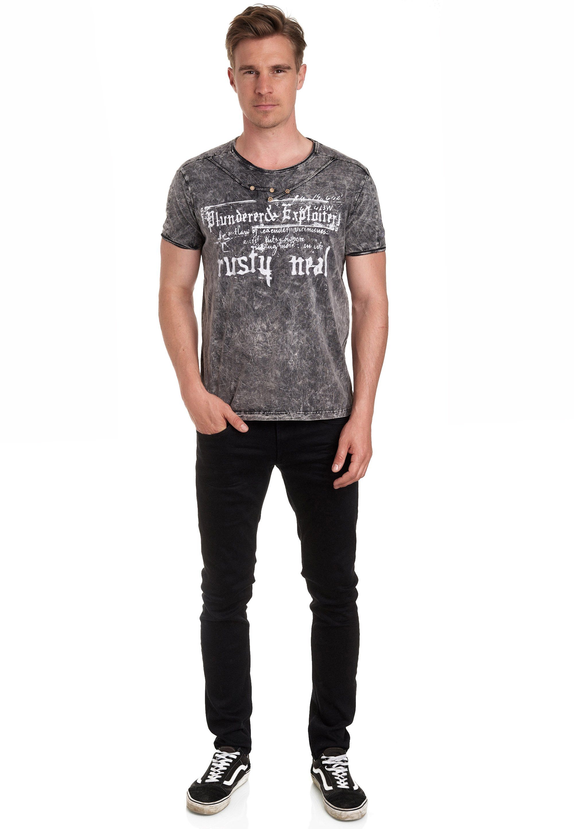 schwarz Optik melierter T-Shirt Neal in Rusty