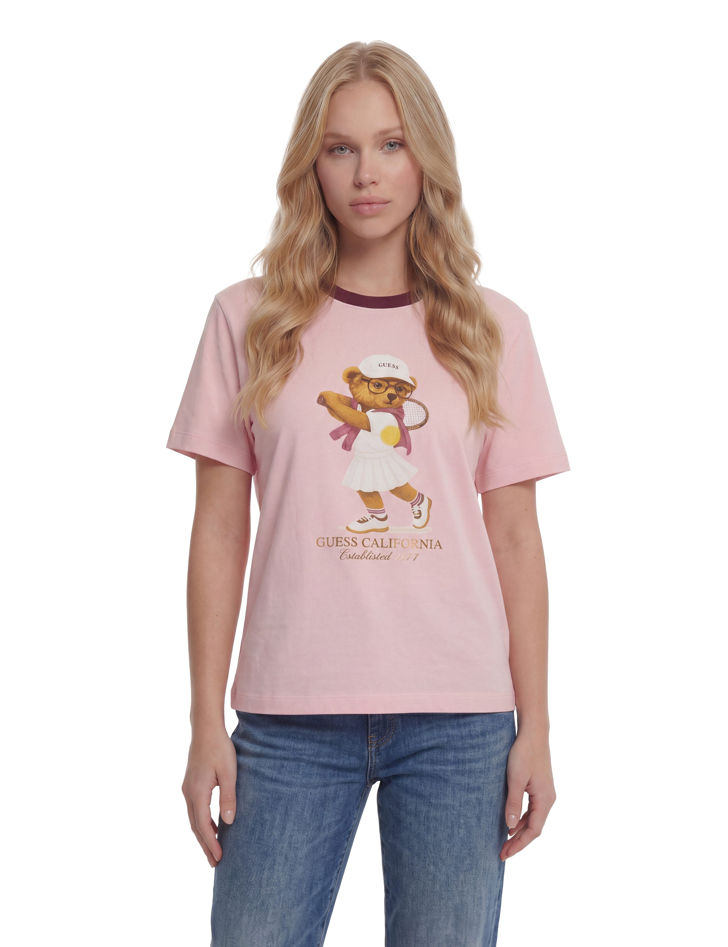 Guess T-Shirt TENNIS LADY BEAR SS T-SHIRT mit Frontprint, Regular Fit