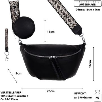 EAAKIE Gürteltasche Bauchtasche Umhängetasche Crossbody-Bag Hüfttasche Kunstleder Italy-D, als Schultertasche, CrossOver, Umhängetasche tragbar