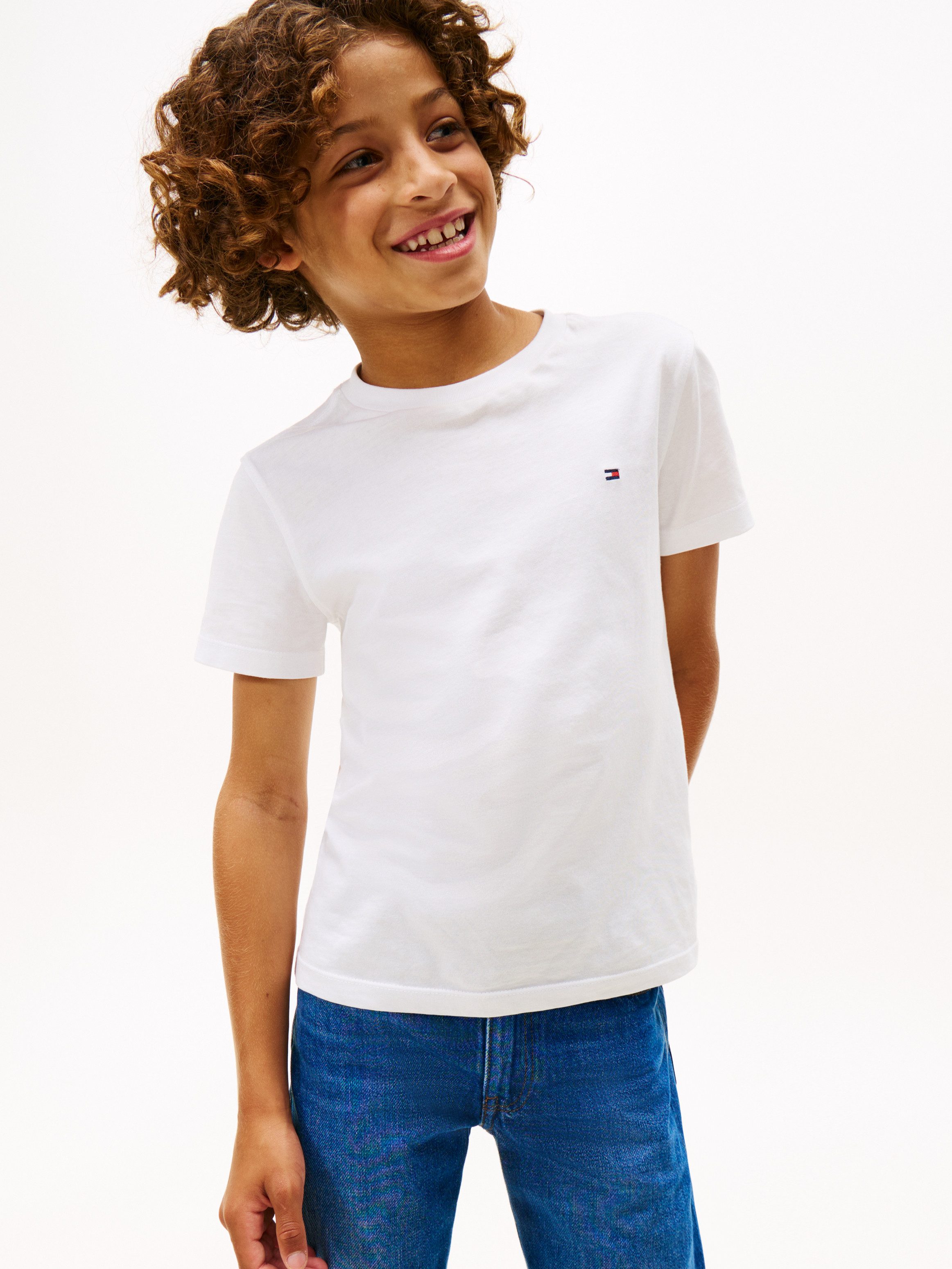 Tommy Hilfiger T-Shirt ESSENTIAL ARCHIVE FIT TEE SS Kinder bis 16 Jahre, Rundhals, Logostickerei