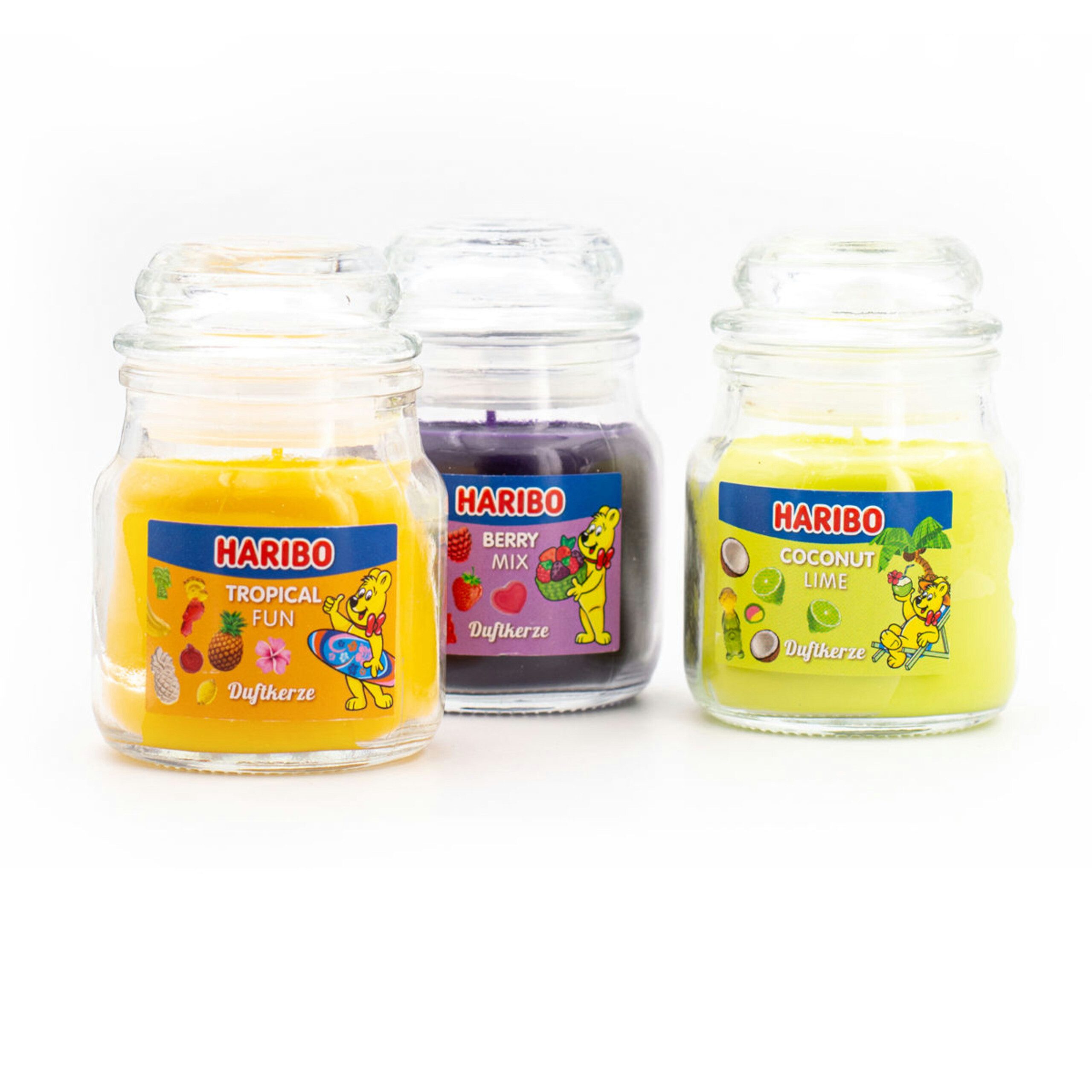 HARIBO Duftkerze Haribo™ Duftkerzen Geschenkset (3er Set), Welt der Früchte
