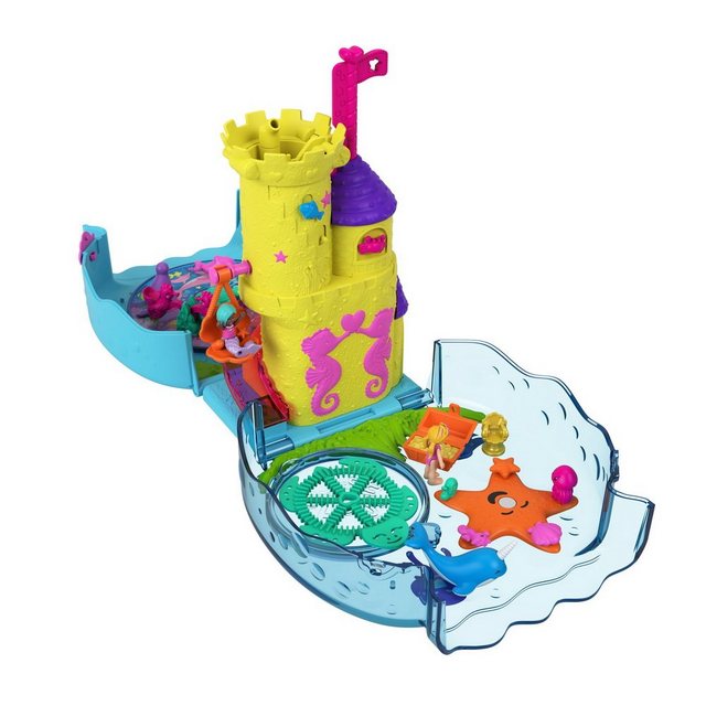 Mattel GmbH Seifenblasenmaschine Polly Pocket Seifenblasenmaschine plus Zubehör Blubber Aquarium, mit Polly Pocket und Meerjungfrauenpuppe