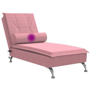 vidaXL Chaiselongue Massage-Chaiselongue mit Nackenrolle Rosa Samt, 1 Teile