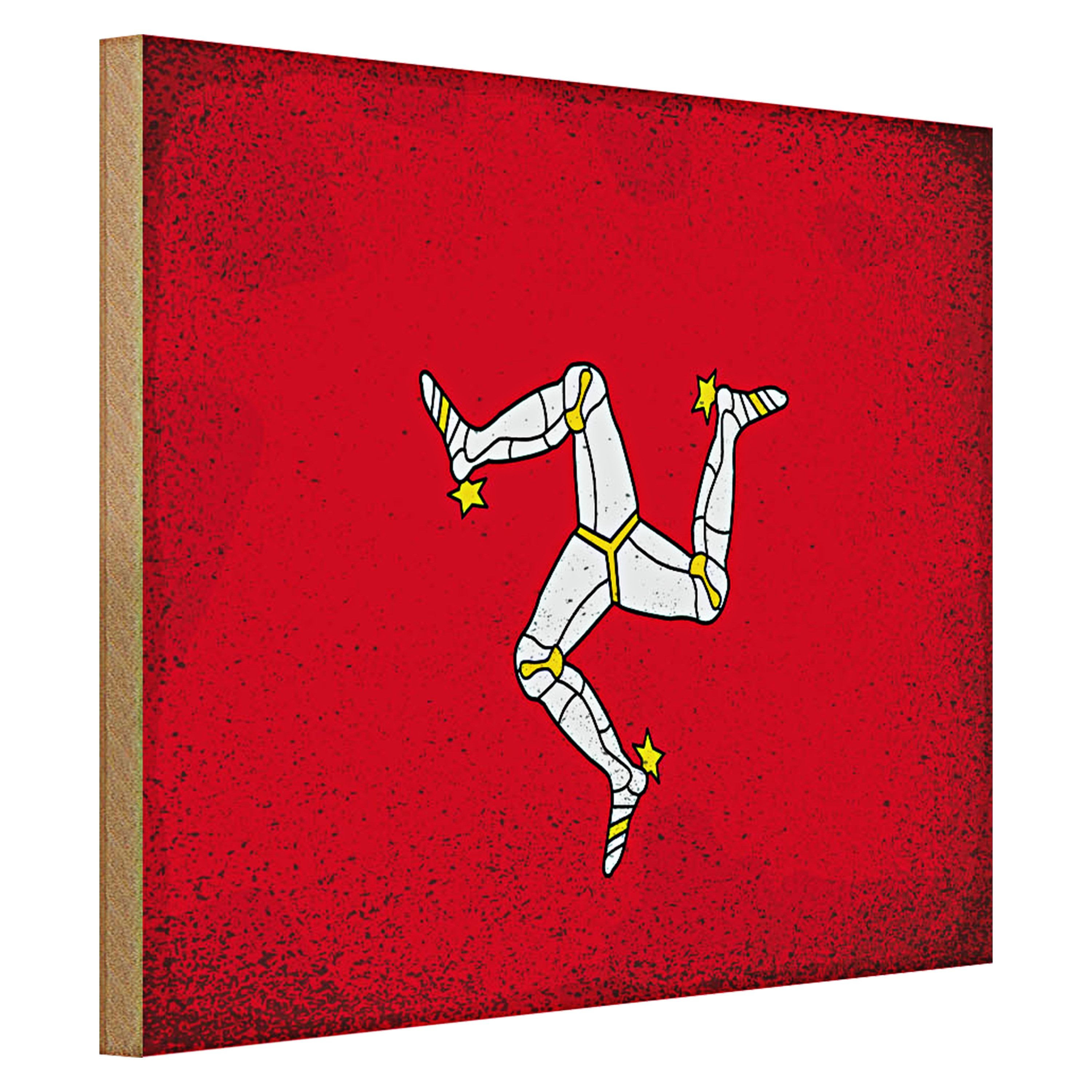 Roomando Holzbild Flagge Isle of Man 40x30cm Isle of Man Vintage