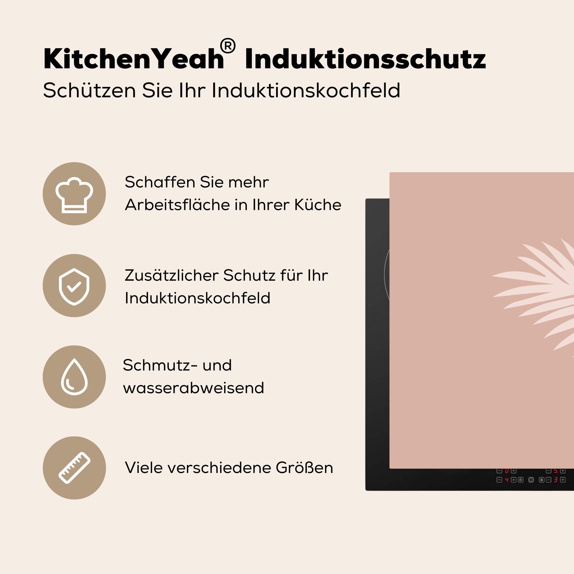 Induktionskochfeld Herdblende-/Abdeckplatte MuchoWow 81x52 tlg), Schutz die küche, (1 cm, - Blatt für - Vinyl, Ceranfeldabdeckung Pastell, Sommer