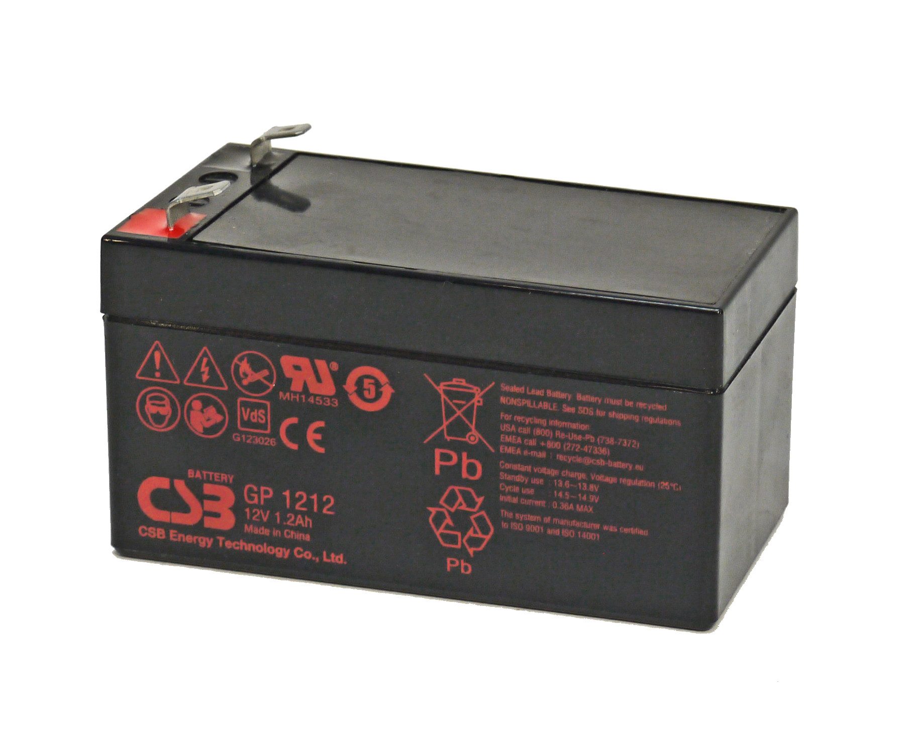 CSB CSB-GP1212 12 Volt 1,2 Ah AGM Akku mit 4,8mm Anschluss VDS G123026, A Akku 1200 mAh (12,0 V)