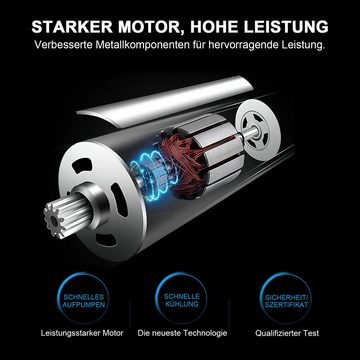 DTC GmbH Elektropumpe Luftpumpe Elektrische Mini Kompressor 12V mit Notlicht (mit digitalem Reifendruckmesser, LCD Bildschirm, 150PSI 12V mit 6000), mAh), für Fahrrad, Motorrad, Auto, Als Taschenlampe und Powerbank