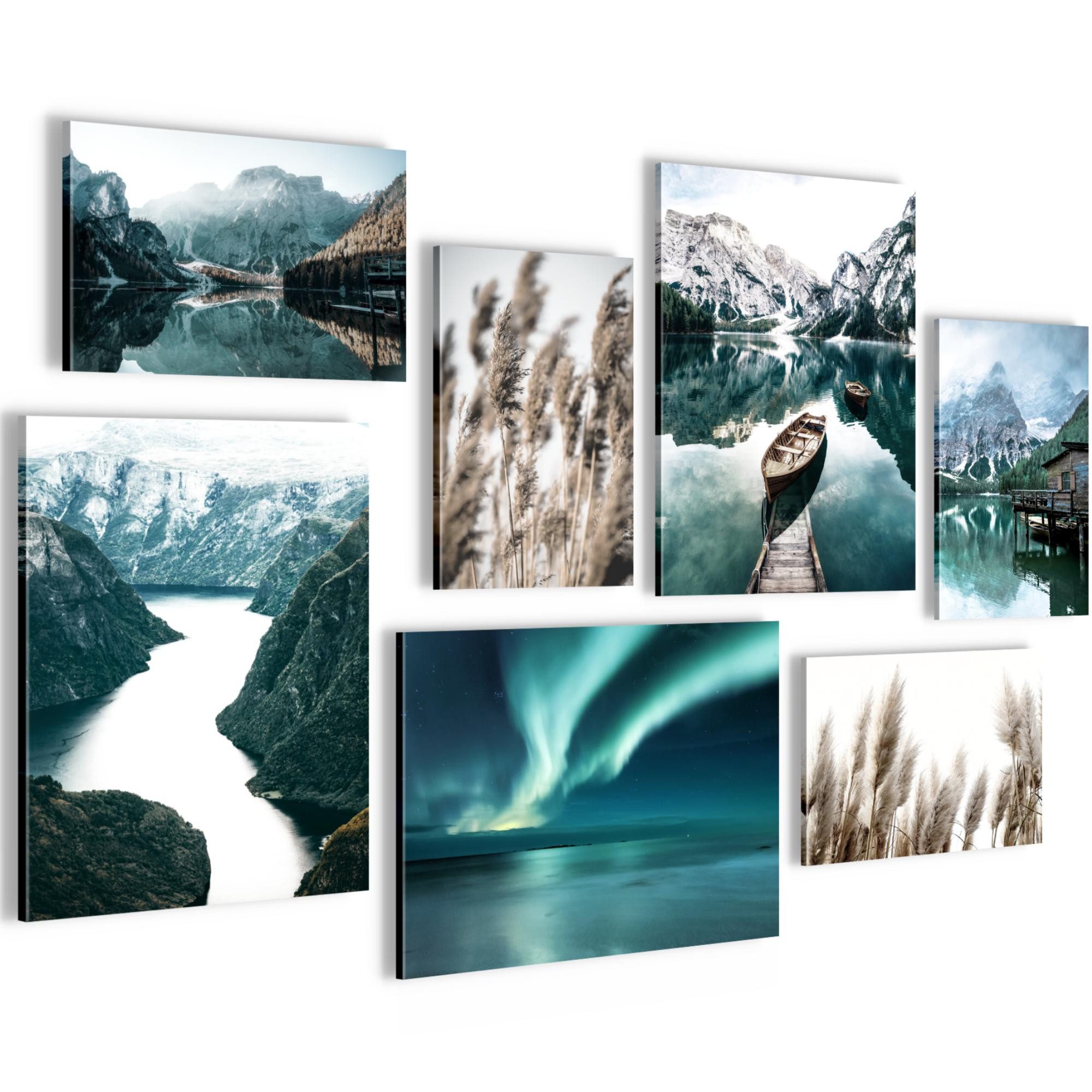 Novart Wandbild Wandbilder Set Landschaft Natur See Berge 100x70 cm, See